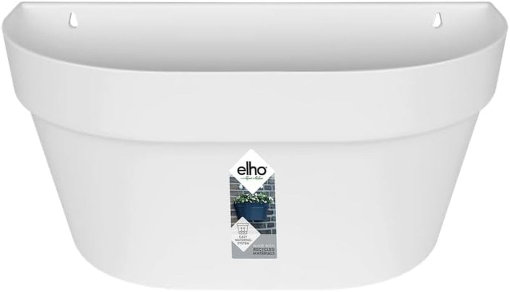 Jardinieră de perete elho Loft Urban 40 - Jardinieră pentru balcon și utilizare în exterior - Ø 39,3 x H 18,8 cm - Alb/Alb