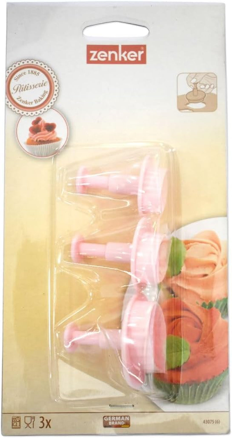 Set de forme pentru biscuiți Zenker „Frunză” 3 piese SWEET SENSATION, Formă pentru biscuiți cu ștampilă (Culoare: Roz înghețat), Cantitate: 1 set, 3 piese