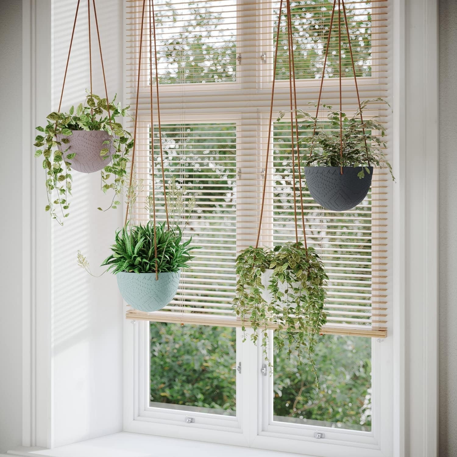 Ghiveci de flori ceramic AmeliaHome, ghiveci suspendat, decorativ Lokai verde mentă