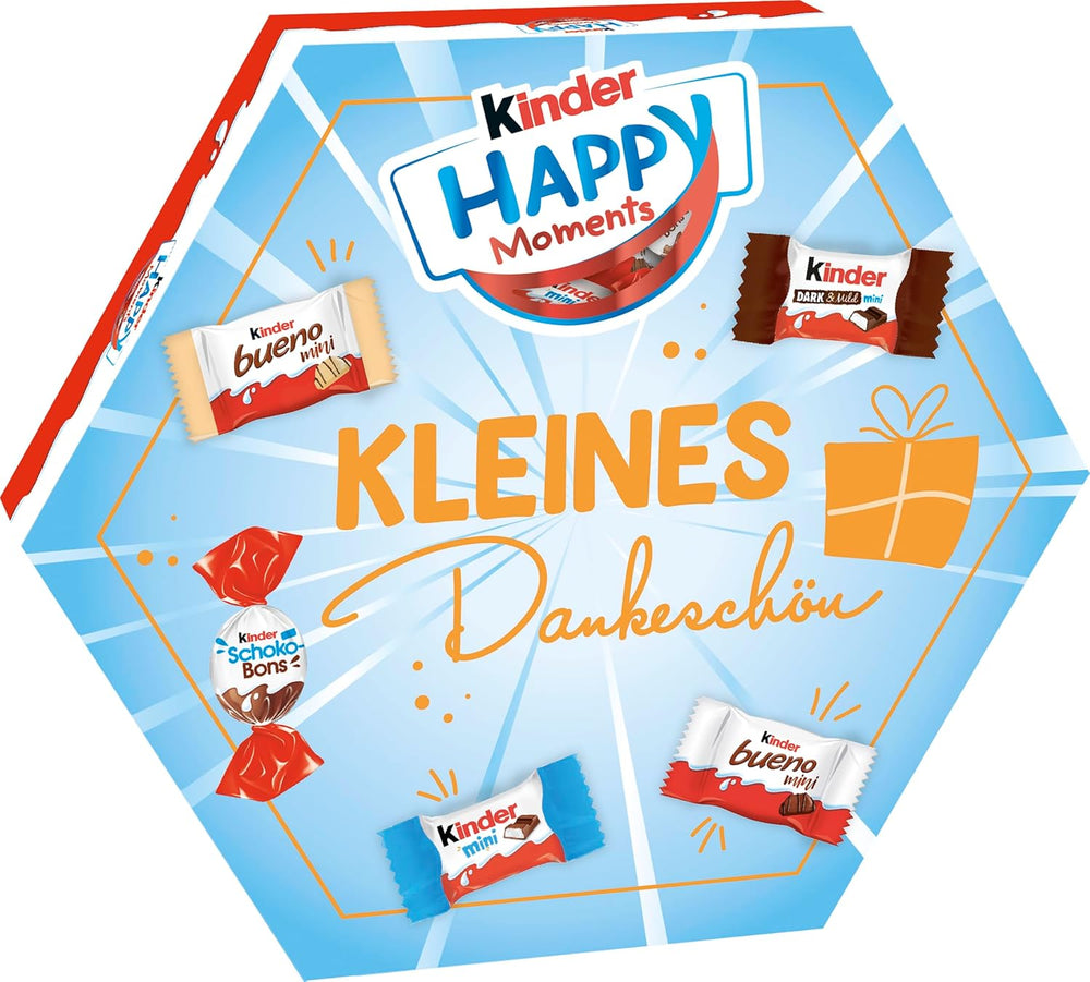 kinder Happy Moments Mini Mix – Cadou de Ziua Îndrăgostiților pentru el și ea – Pentru socializare și împărtășire cu prietenii și familia – 161 g
