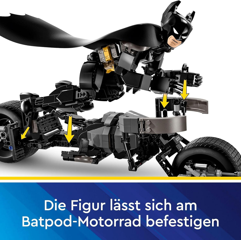 LEGO DC Batman: Batman figurină de construcție cu Batpod, jucărie pentru filmele cu supereroul, set de joacă de aventură pentru copii, cadou pentru băieți și fete 76273 Seturi de constructie Besuche den LEGO-Store