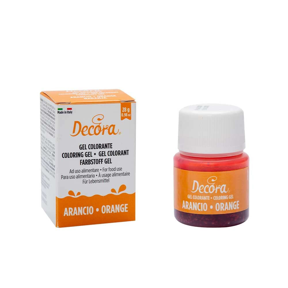 , 9600813 Colorant alimentar în gel, colorant alimentar în gel ideal pentru acoperiri și decorațiuni, creează culori intense și strălucitoare, fabricat în Italia, 28 de grame, culoare portocalie.