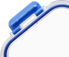 Containere pentru alimente Amazon Basics cu capace de sticlă cu închidere etanșă, set de 14 piese, 7 containere și 7 capace fără BPA, transparente cu bandă de silicon albastru Cutii depozitare alimente Naty Shop