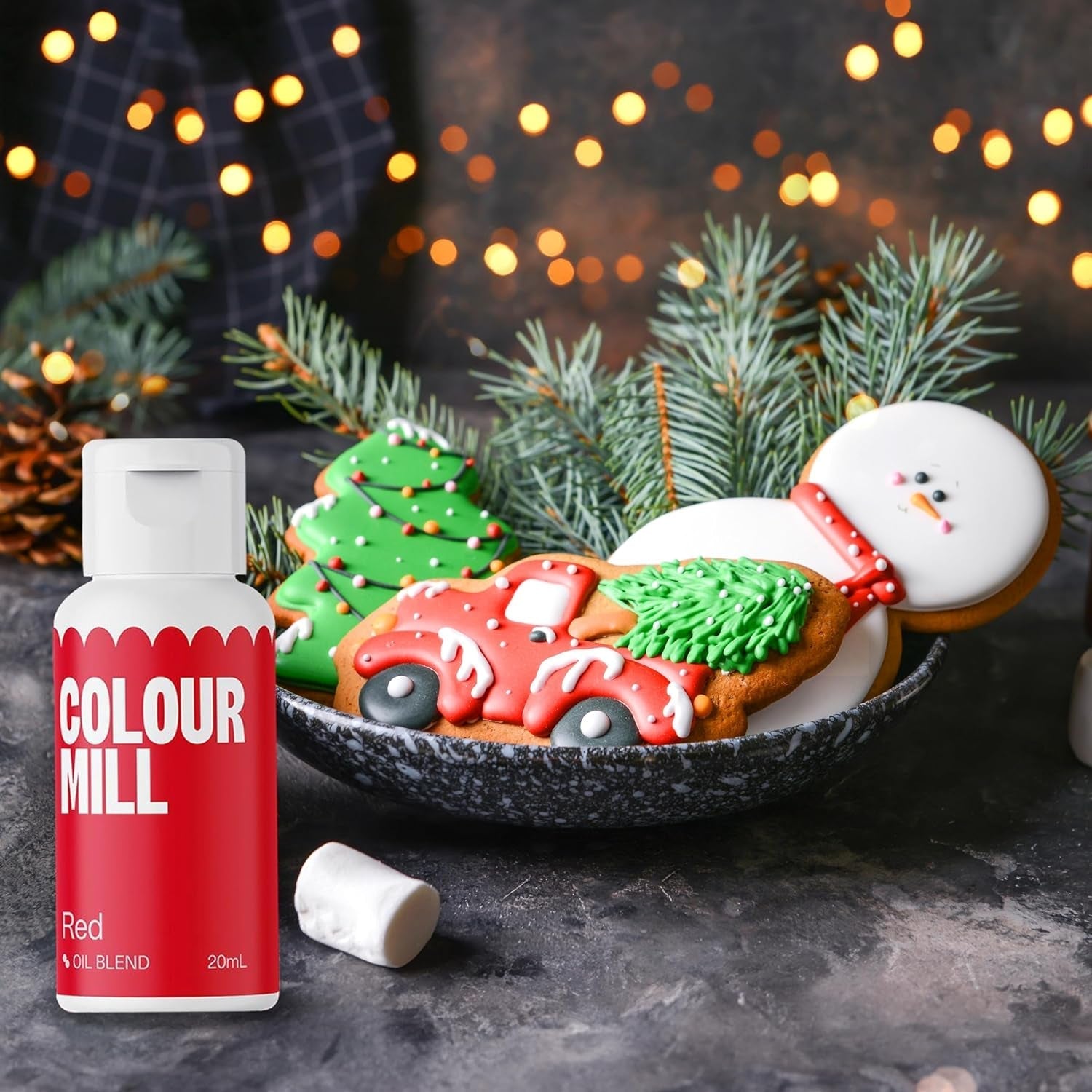 Set coloranți alimentari lichizi Colour Mill – 5 x 20 ml pe bază de ulei (negru, roz aprins, violet, roșu și albastru) – rezistenți la UV – perfecți pentru copt și ca accesoriu pentru torturi, brioșe și decorațiuni de torturi