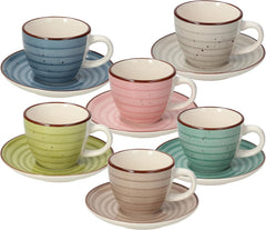 Urban Paste, pachet de 6 cești de cafea cu farfurioare, ceramică