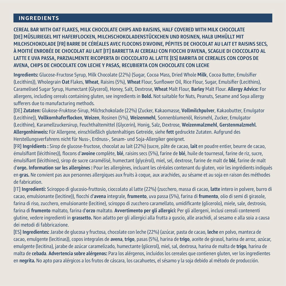 Baton Muesli cu ciocolată și stafide de la Amazon, 192g