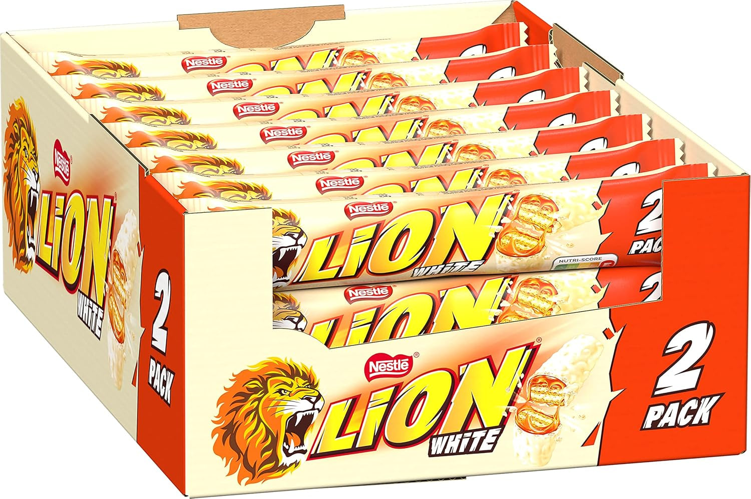 Baton de ciocolată Nestlé LION cu caramel, gustare crocantă, ciocolată crocantă și chipsuri crocante, umplutură de caramel, o experiență specială de îmbucătură, pachet multiplu, pachet de 28 (2 x 30g fiecare)