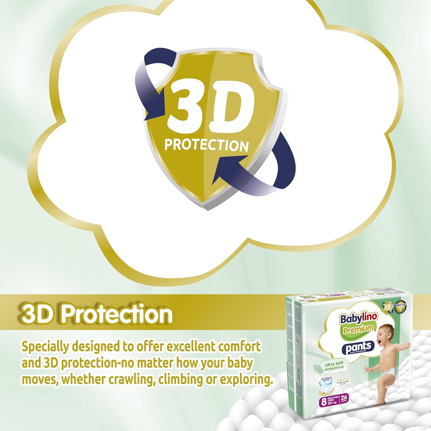 Pantaloni Premium Mărimea 8 cu Filtru Ultra-Moale, XXL (20+ kg), 104 bucăți