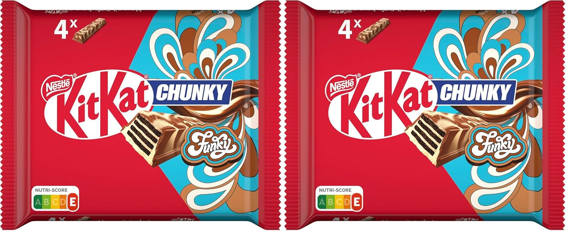 Nestlé Chunky Funky, napolitană crocantă în ciocolată cu lapte, pachet multiplu, pachet de 2 (4 x 40 g fiecare)