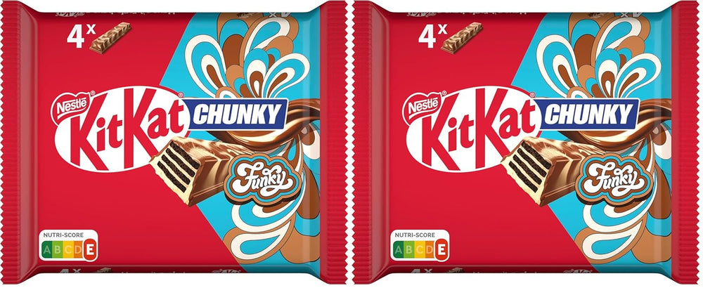 Nestlé Chunky Funky, napolitană crocantă în ciocolată cu lapte, pachet multiplu, pachet de 2 (4 x 40 g fiecare)