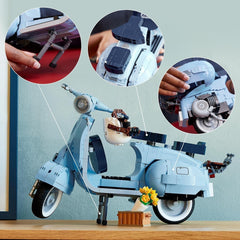 LEGO Icons Vespa 125, Model de motocicletă de construit, Scuter de epocă din Italia, Kit model pentru adulți, Piesă de afișare ca decor pentru cameră, Cadouri pentru femei și bărbați 10298 Seturi de constructie Besuche den LEGO-Store