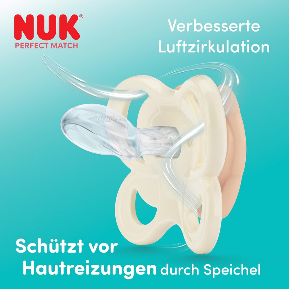 Suzete NUK Perfect Match Air pentru bebeluși | 0-6 luni | Suzete ortodontice care promovează circulația aerului și previn erupțiile cutanate cauzate de salivație | Acceptare 95% de către bebeluși** | Disney Winnie the Pooh | Pachet de 2