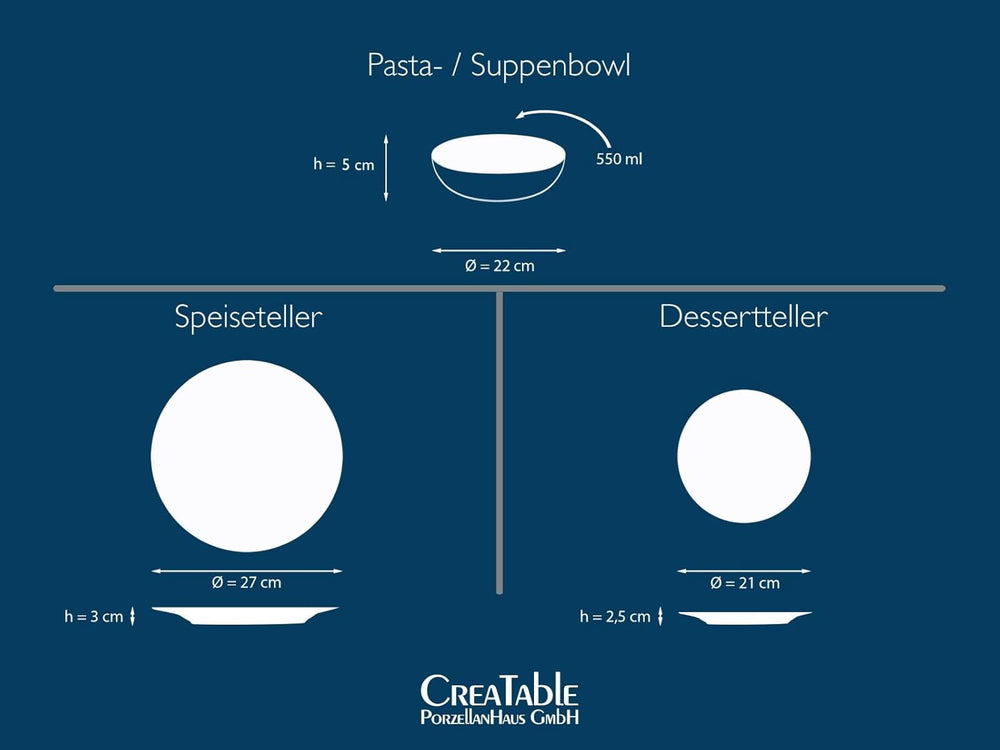CreaTable, 13139, seria Catania, set de veselă cu 12 piese, set de farfurii din gresie, potrivit pentru mașina de spălat vase și cuptorul cu microunde, fabricat în Portugalia