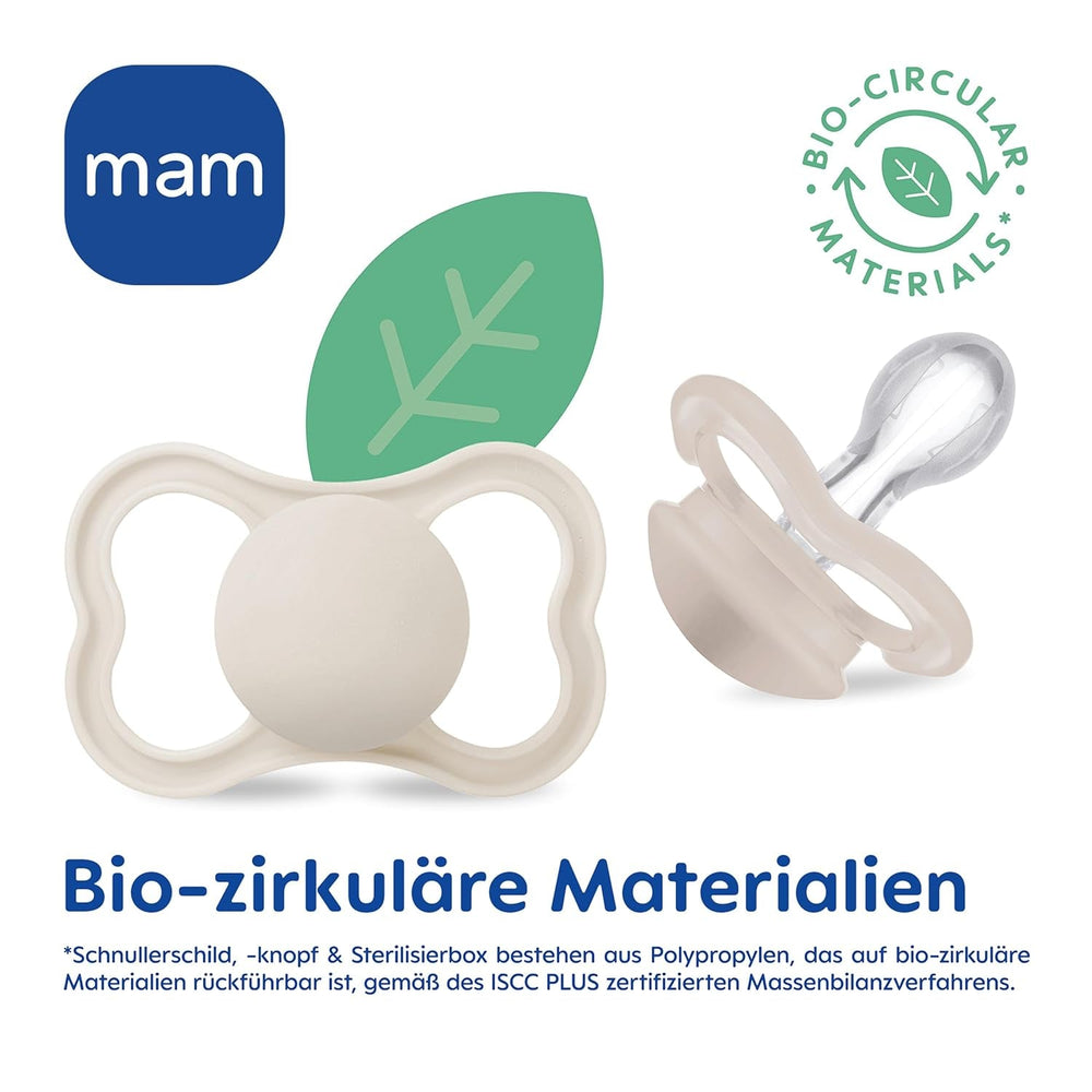 Suzete MAM Air din silicon, pachet de 2, design extra ușor și aerisit, suzetă pentru bebeluși prietenoasă cu dinții, fabricată din silicon special MAM SkinSoft, cu cutie pentru suzetă, 6-16 luni, Ursuleț/Rinocer