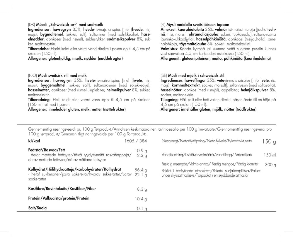 Muesli elvețian cu lapte praf Trek'n Eat (pachet de 2)