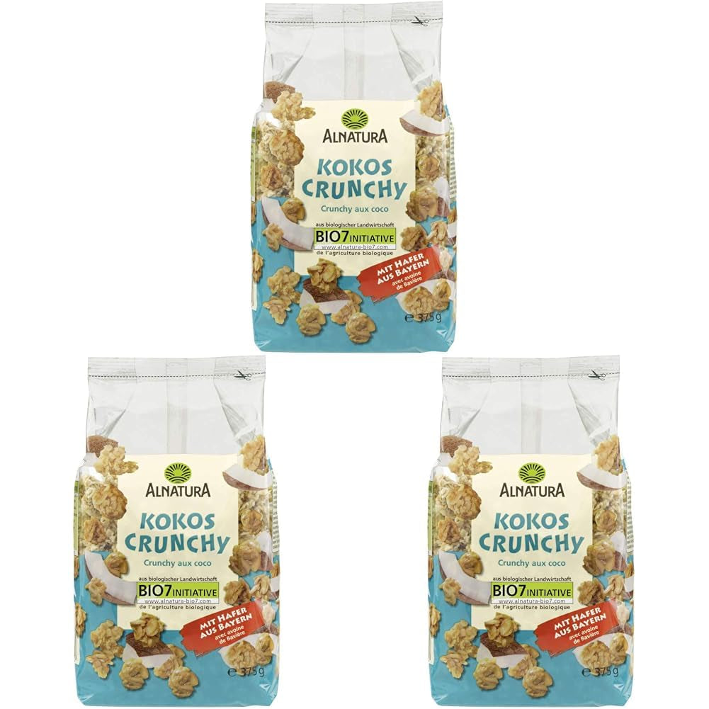 Muesli crocant organic cu nucă de cocos, 375 g