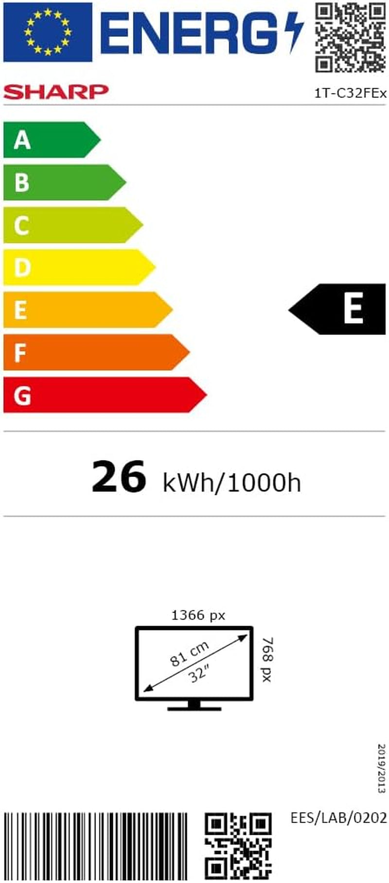 Televizor inteligent SHARP 32FE2E HD Ready, 81 cm (32 inci), 3 porturi HDMI, 2 porturi USB, Dolby Audio, Active Motion 200