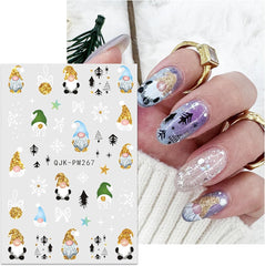 JMEOWIO Nagelsticker Weihnachten 10 Blatt Nail Art Sticker Selbstklebend Nagelaufkleber Glitter Schneeflocke Xmas Winter Urlaub Gold Dekoration Nageldesign Zubehör