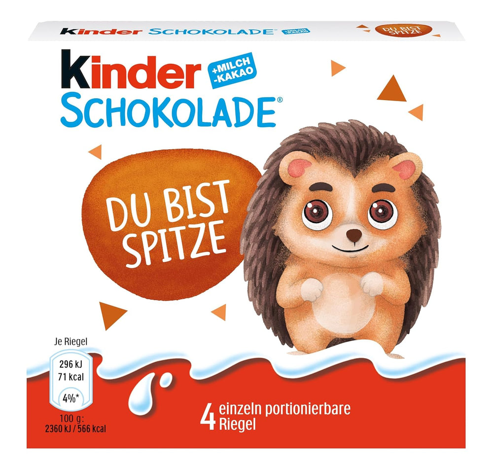 Kinder Chocolate (20 x 50g) – Cadou de Ziua Îndrăgostiților pentru el și ea, dulciuri pentru Carnaval și Mardi Gras – Batoane de ciocolată din ciocolată cu lapte umplută – 20 de pachete a câte 4 batoane individuale fiecare