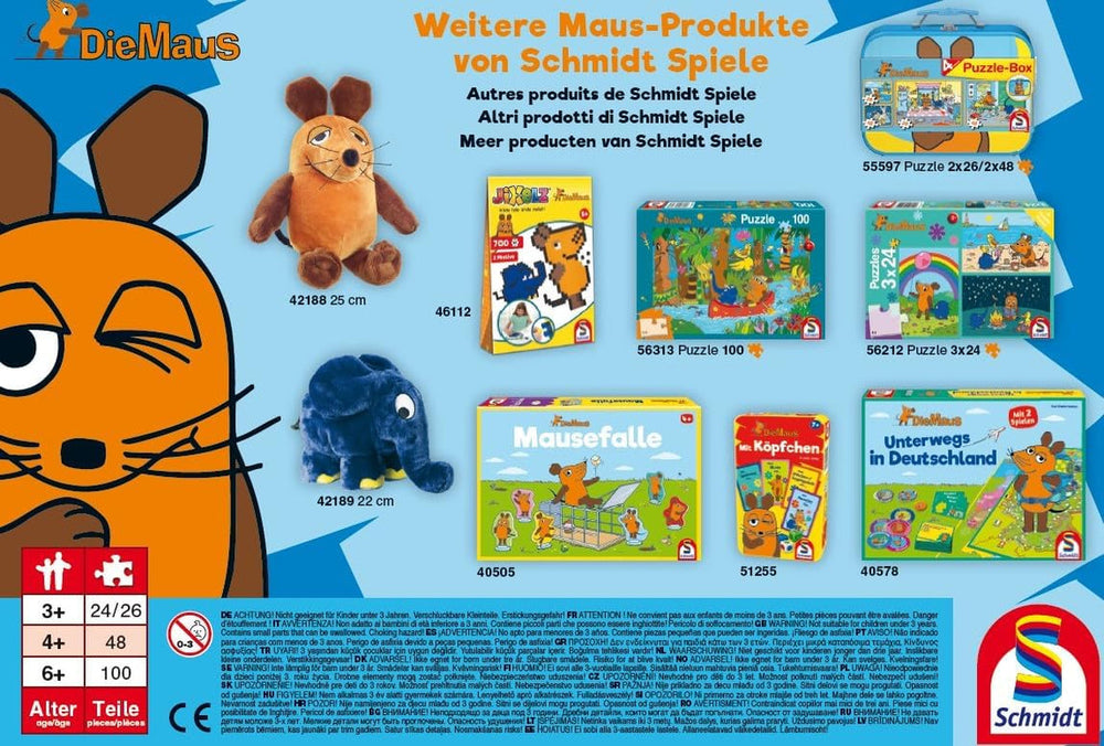 Schmidt Spiele 56212 Mouse, prieteni buni, 3X24 piese puzzle pentru copii, albastru Puzzle Naty Shop
