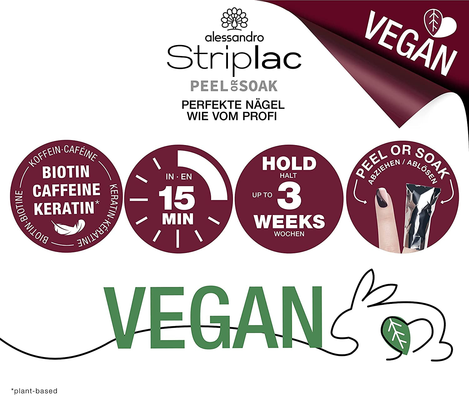 Oja UV alessandro Striplac Red Ilusion – Delicată și de lungă durată – Îndepărtare ușoară datorită tehnologiei de îndepărtare peel-off – Vegană și cruelty-free – 8 ml