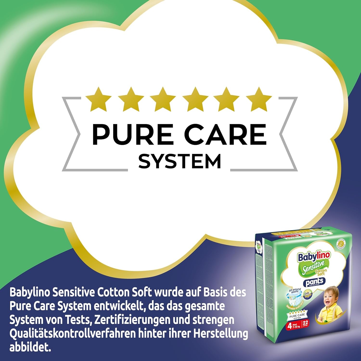 Scutece Sensitive Cotton Soft, mărimea 4, Pants Maxi (7-13 kg), 22 bucăți