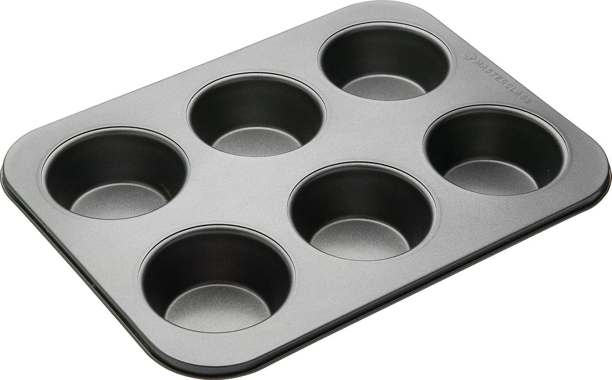 Masterclass Tiefes Muffinblech/Yorkshire Puddingform, 6-Loch-Form Mit PTFE-, PFOA- Und Bpa-Freier Antihaftbeschichtung, Robuster 1 Mm Kohlenstoffstahl, Grau, 35 X 26 Cm Matrite si tavi pentru copt Naty Shop