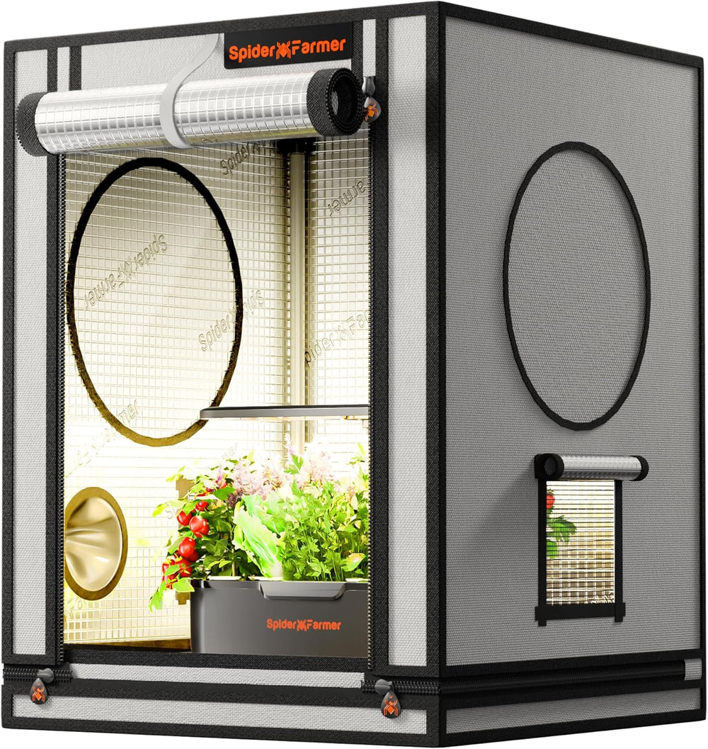 Cort de creștere Spider Farmer Pro 70x140x200 cm, cu ușă rulantă, fereastră de observare, panou de podea detașabil, material textil Mylar 2000D, pentru cultivare hidroponică în interior cu SF4000, G4500, SE4500