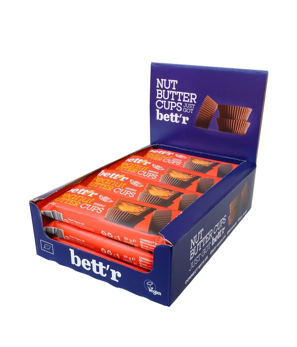 Bett'r Guilt Free Organic Hazelnut Buttercups. 100% vegan, fără gluten și fără lactoză - 12 x 39 g