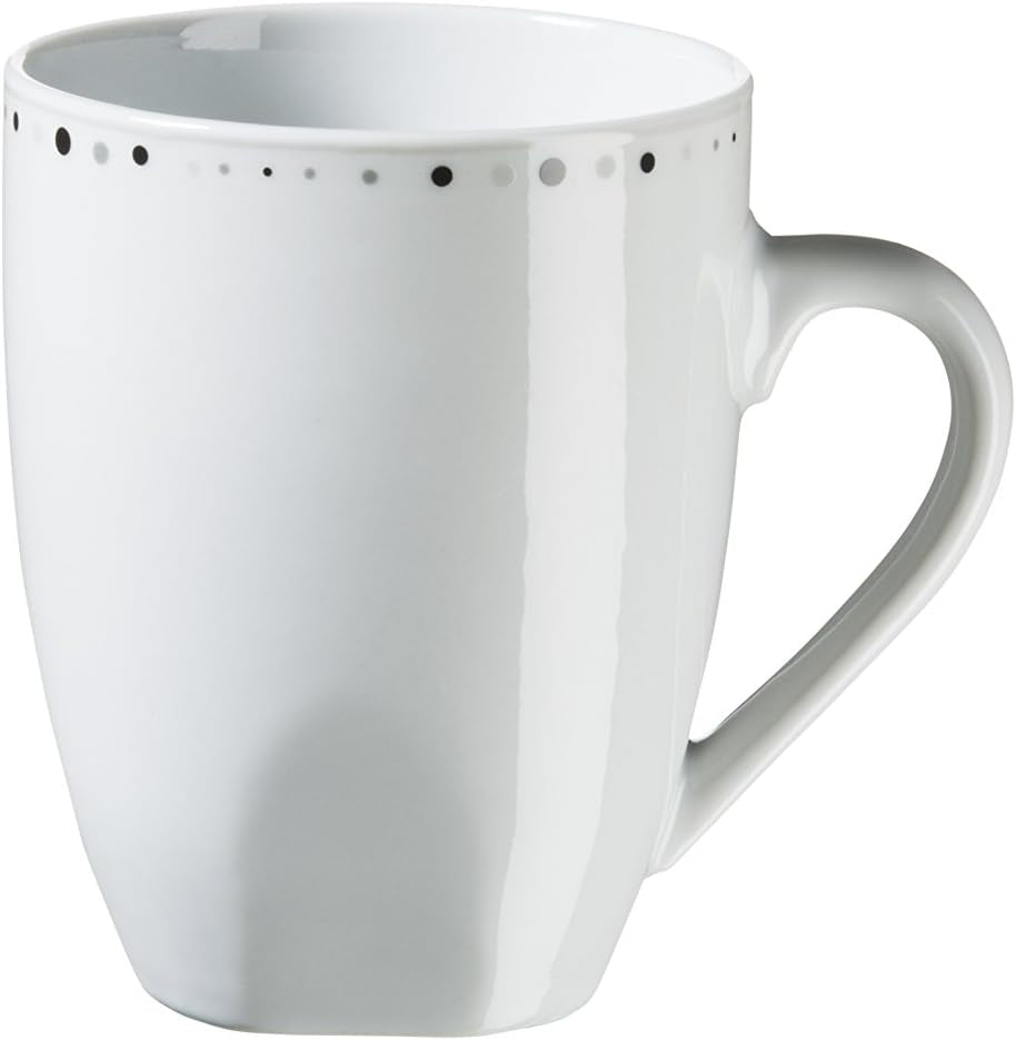 Mäser, seria Fadilla, set de veselă combinat cu 42 de piese, set de veselă din porțelan pentru 6 persoane, alb, negru, gri