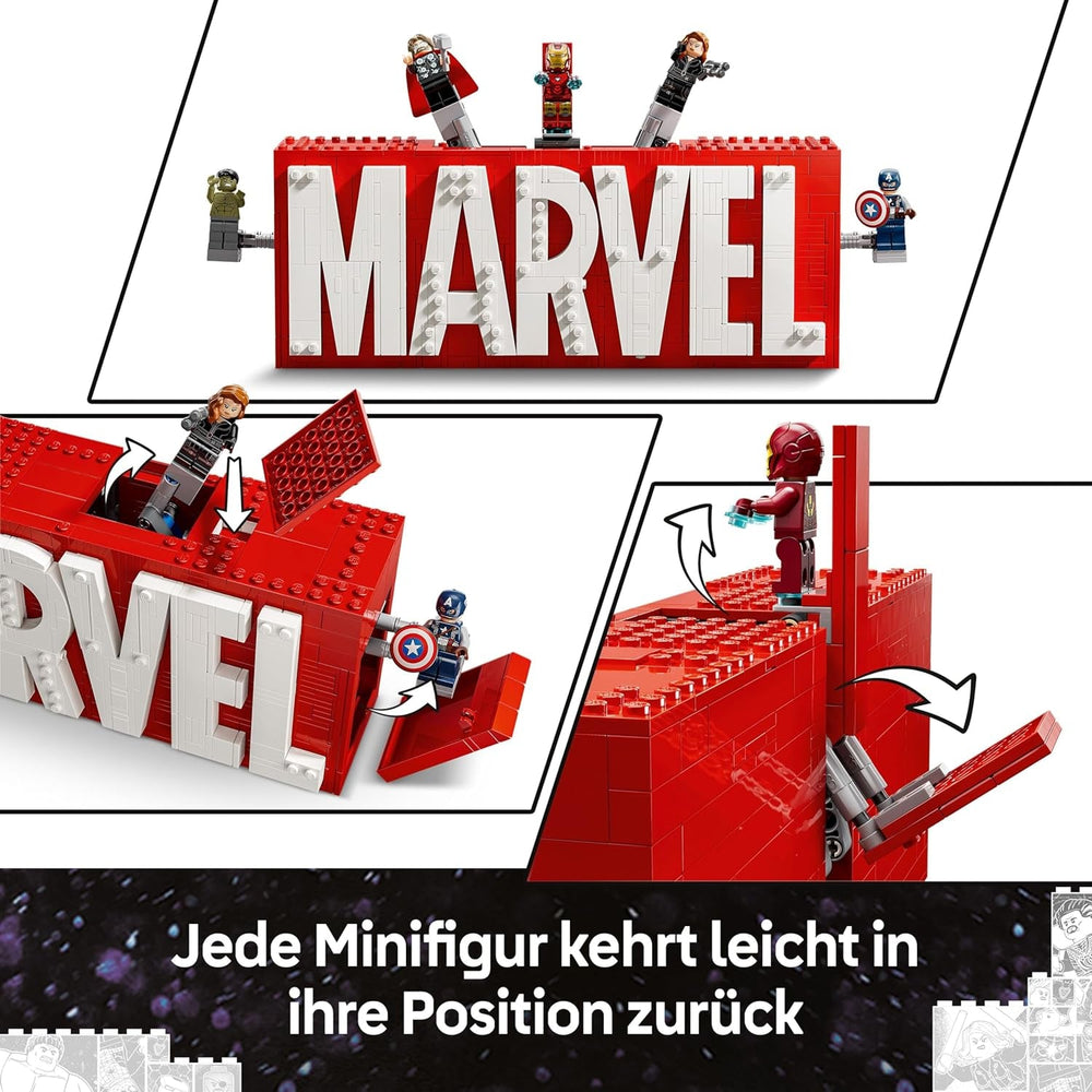 LEGO | Marvel: MARVEL Logo & Minifiguren - Sammlerstück inkl. Hulk, Thor, Iron Man, Black Widow und Captain America - Bauset mit Avengers Figuren - Geschenk für Jungen und Mädchen ab 12 Jahren - 76313