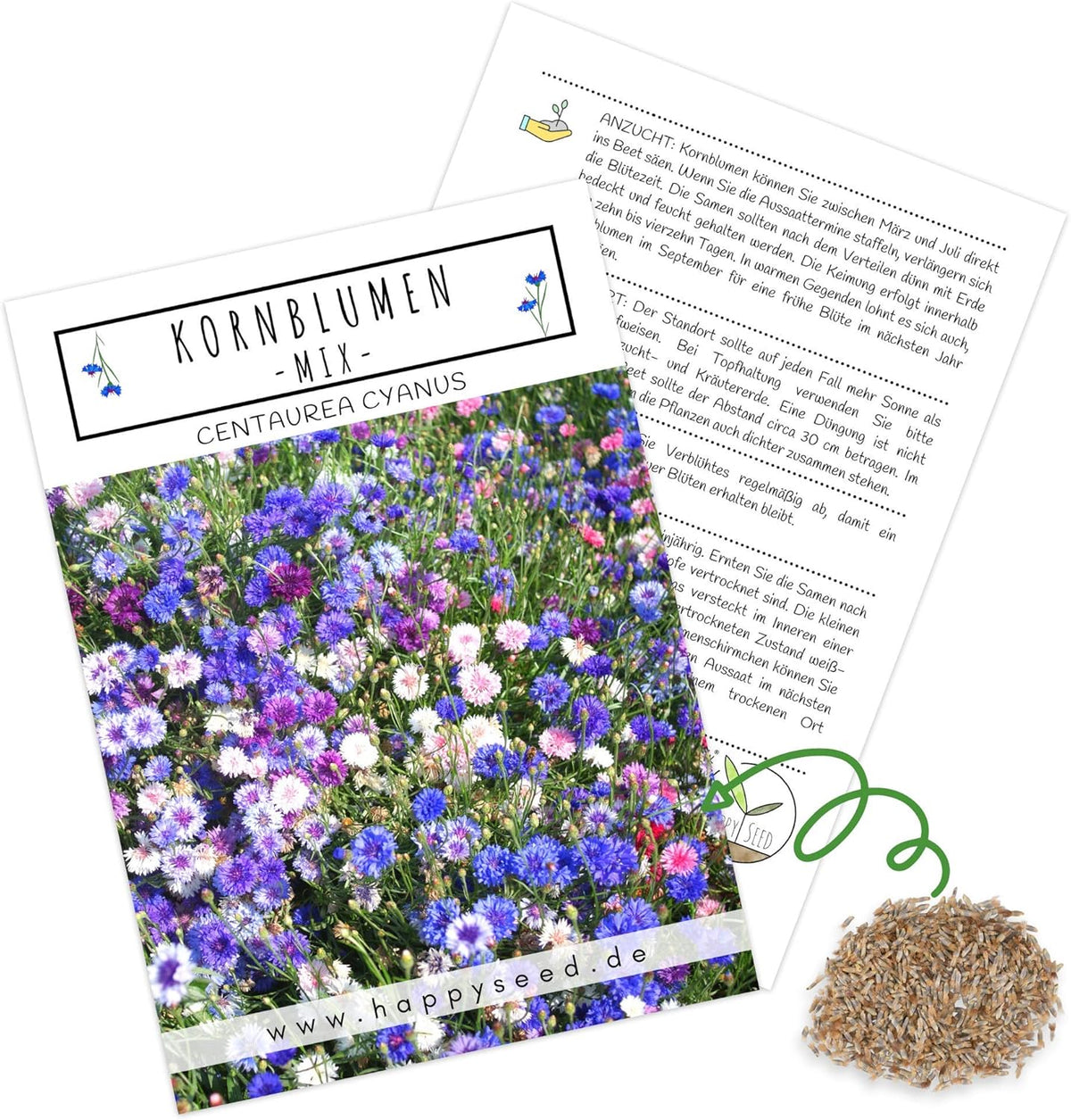 Semințe de albăstrele (Centaurea cyanus) - Flori frumoase și vibrante, cu o perioadă lungă de înflorire, pentru o pajiște cu flori colorate (Mix, 1000 de semințe, 80 cm)