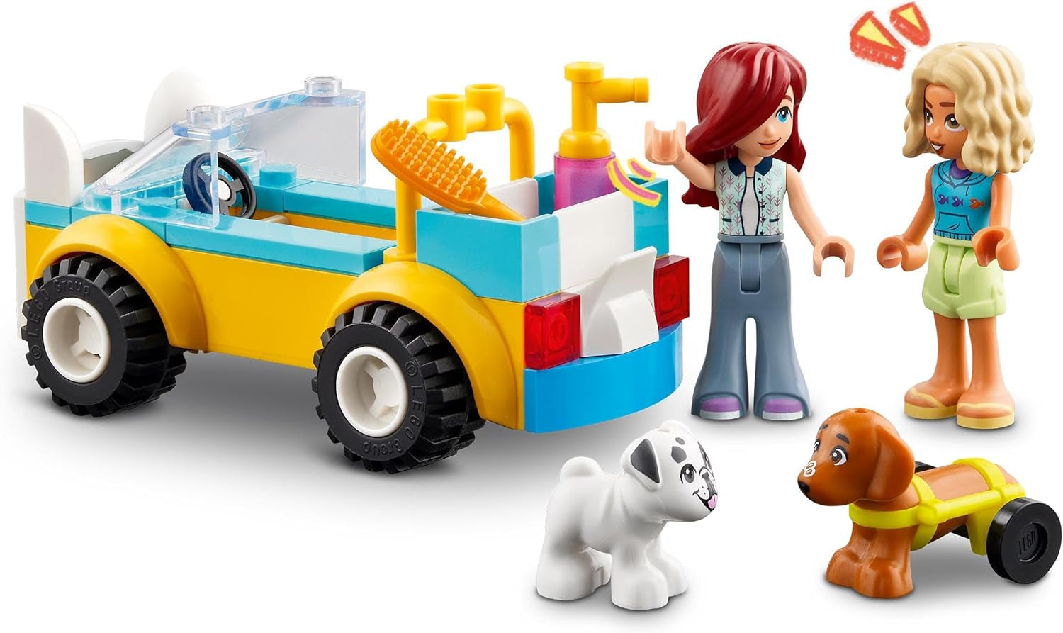 LEGO Friends Mobile Dog Grooming Parlour, set de joacă pentru vehicule cu animale pentru jocuri de rol, jucărie pentru copii cu 2 figurine și 2 câini pentru fete și băieți de la 4 ani, set de toaletă pentru câini 42635 Seturi de constructie Besuche den LEGO-Store