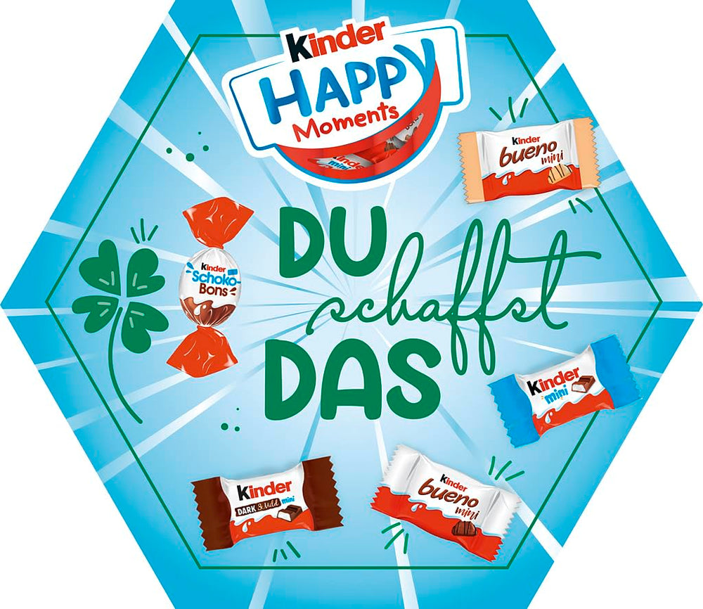 kinder Happy Moments Mini Mix – Cadou de Ziua Îndrăgostiților pentru el și ea – Pentru socializare și împărtășire cu prietenii și familia – 161 g