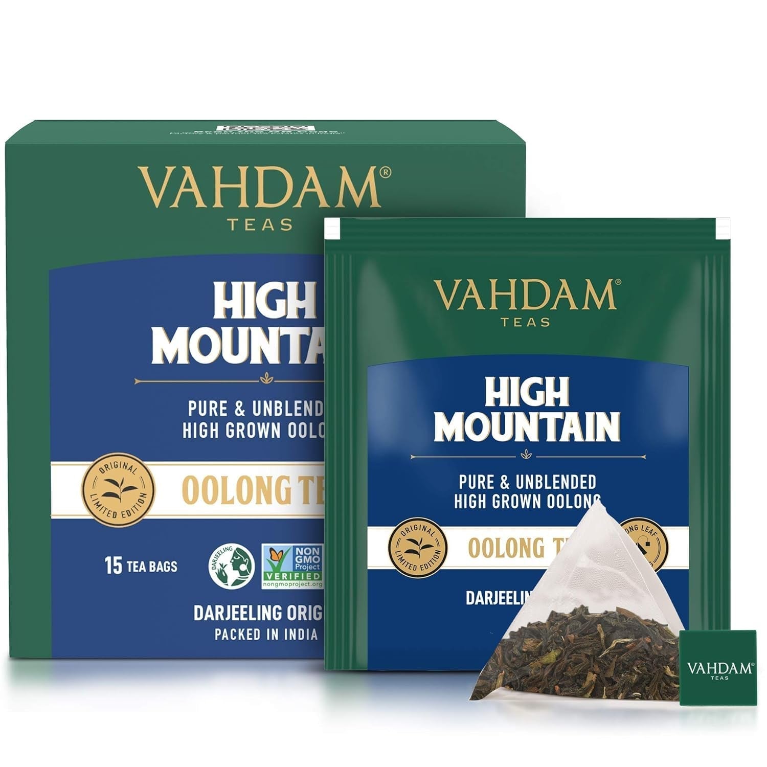 VAHDAM, ceai Oolong de munte (100 g) Cules manual în plantațiile de altitudine din Darjeeling | Frunze de ceai Oolong 100% naturale | Direct de la sursă din India | Se prepară ca ceai fierbinte/rece
