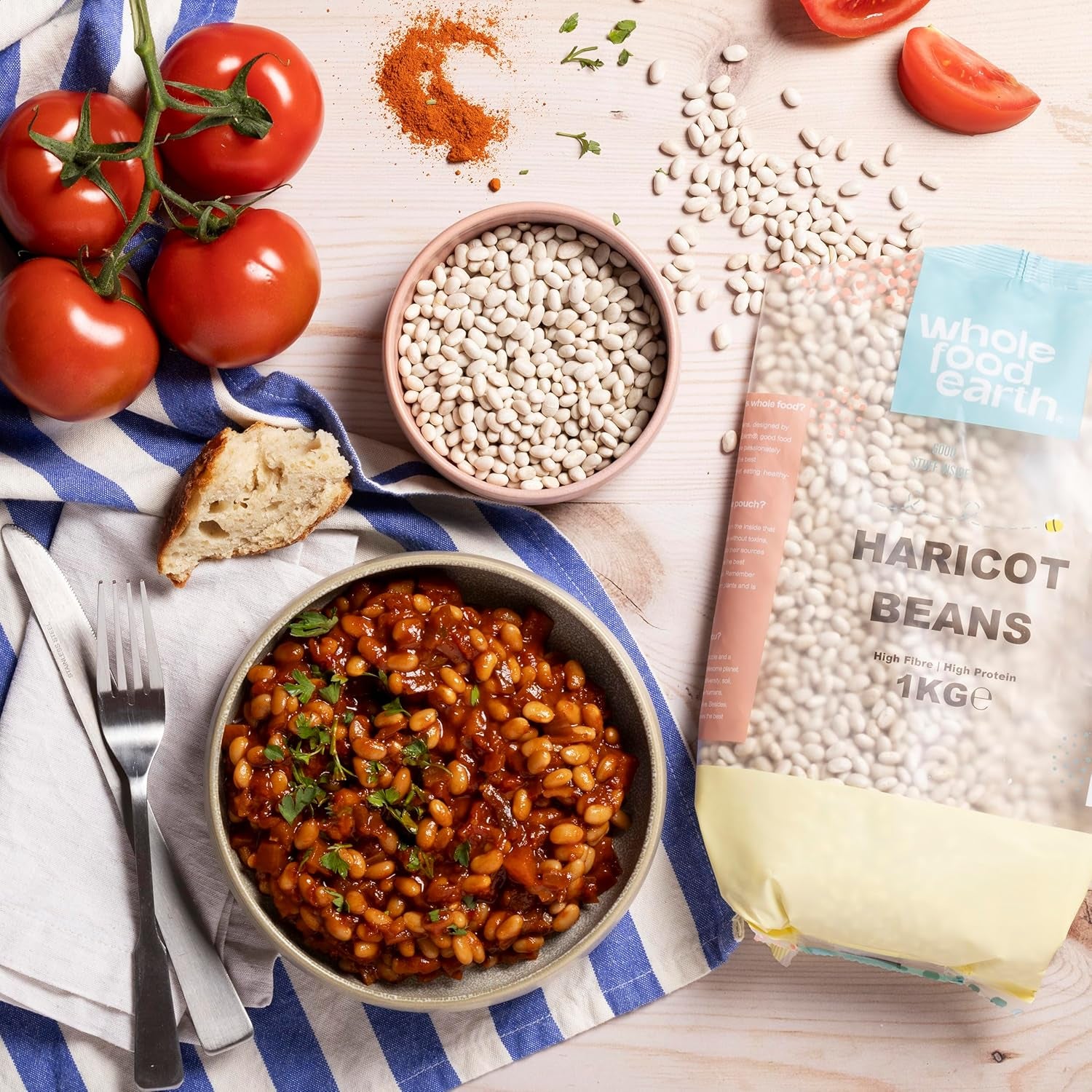 Fasole verde Wholefood Earth 1kg | Fără OMG | Natural | Bogat în fibre | Bogat în proteine