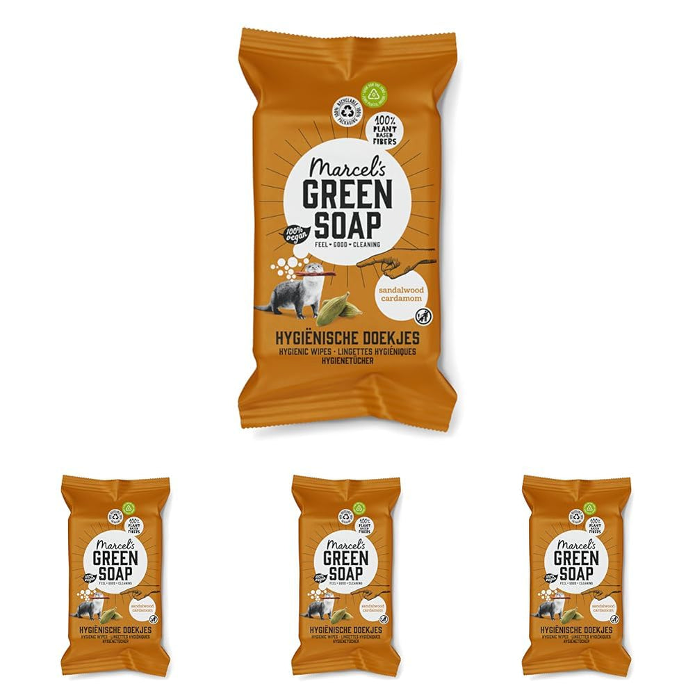 Șervețele umede igienice pentru mâini Marcel's Green Soap, pachet de 60 - Vanilie și floare de cireș - Pe bază de plante - Ecologice