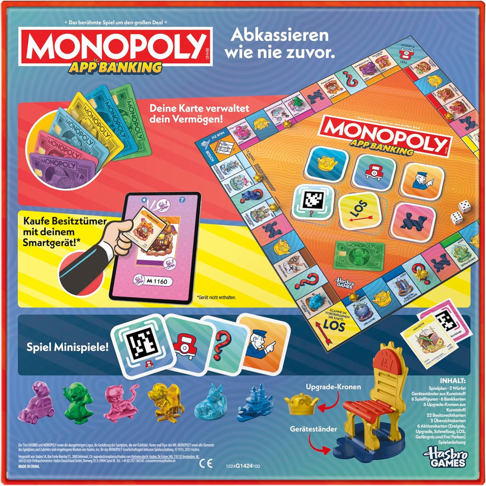 Joc de societate Monopoly App Banking - Versiune germană, versiune modernă a clasicului joc electronic pentru copii cu vârsta de 8 ani și peste, pentru 2 până la 6 jucători