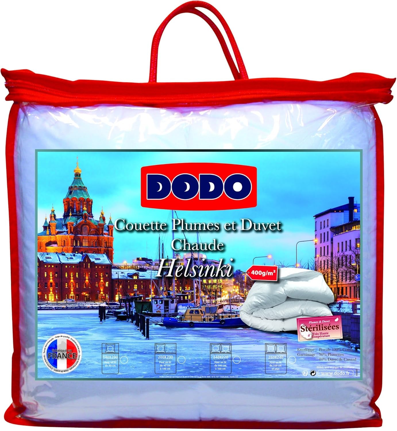 Cuvertură DODO 40381220 Helsinki, material exterior din bumbac percale, umplutură din puf de rață/piele, 240 Cm 220 Cm, alb Plapumi si pilote Naty Shop