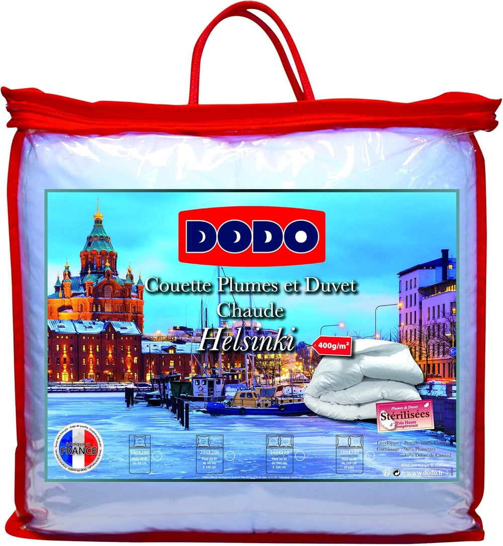 Cuvertură DODO 40381220 Helsinki, material exterior din bumbac percale, umplutură din puf de rață/piele, 240 Cm 220 Cm, alb Plapumi si pilote Naty Shop