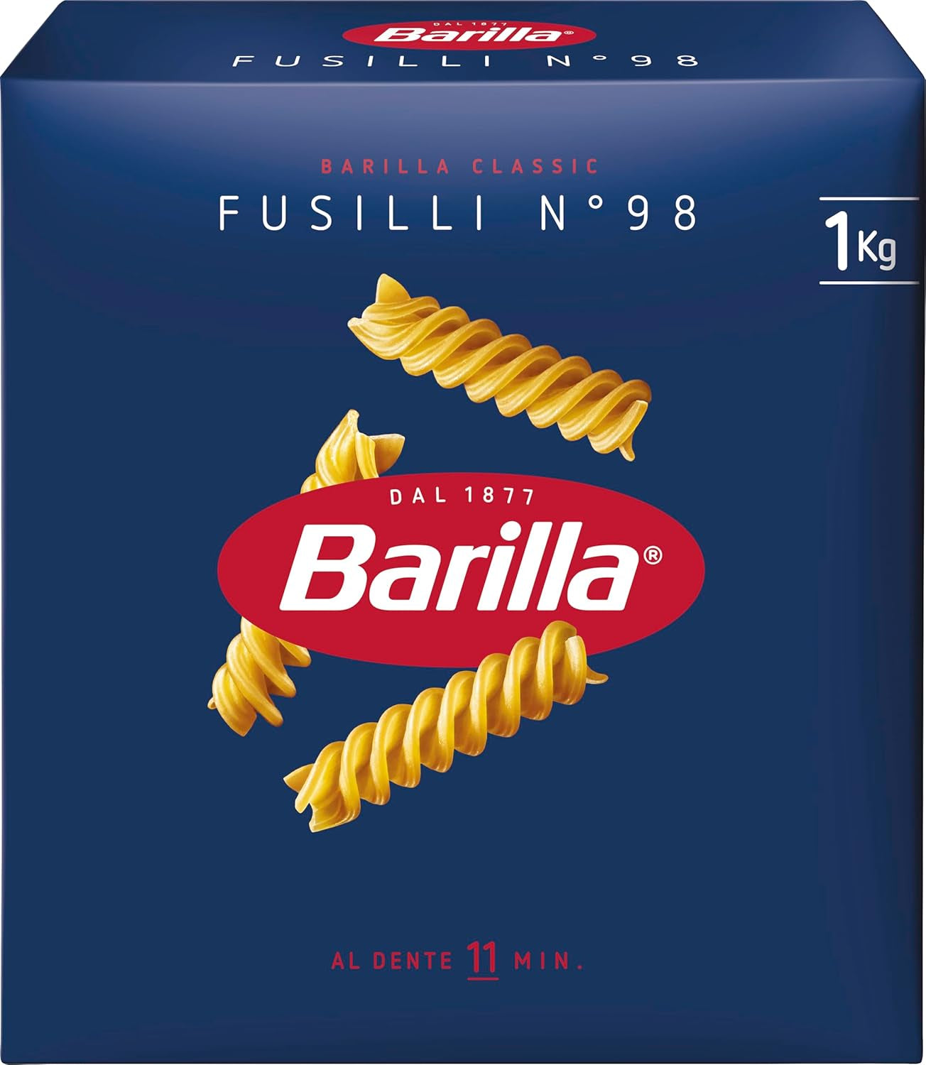 Paste Barilla Classic Fusilli nr. 98, din grâu dur de înaltă calitate, întotdeauna al dente, 1 kg