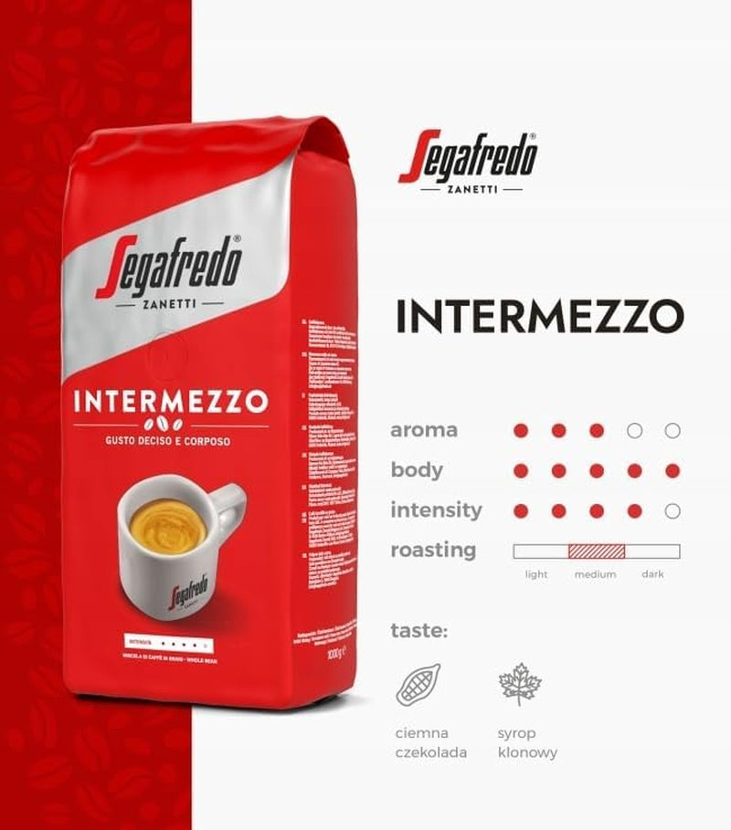 SEGAFREDO Intermezzo ESPRESSO ganze Bohne 4x1000g (4000g) - italienischer Kaffee