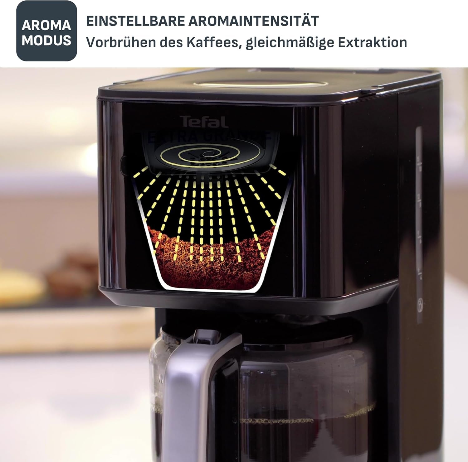 Espressor Tefal Smart'n Light cu temporizator, espressor cu filtru programabil 1,25 l, funcție de aromă pentru o aromă intensă, funcție de menținere la cald, anti-picurare și ușor de curățat, negru