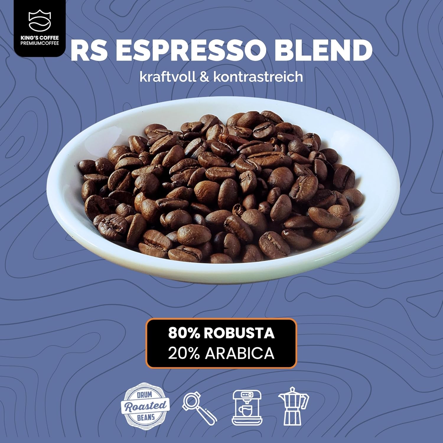 KING'S COFFEE - AMESTEC RS ESPRESSO - 1 kg boabe de cafea tari și aromate - cafea cu aciditate scăzută - cafea boabe întregi - prăjire în loturi mici din Italia - boabe de espresso pentru aparate complet automate și aparate cu portafiltru