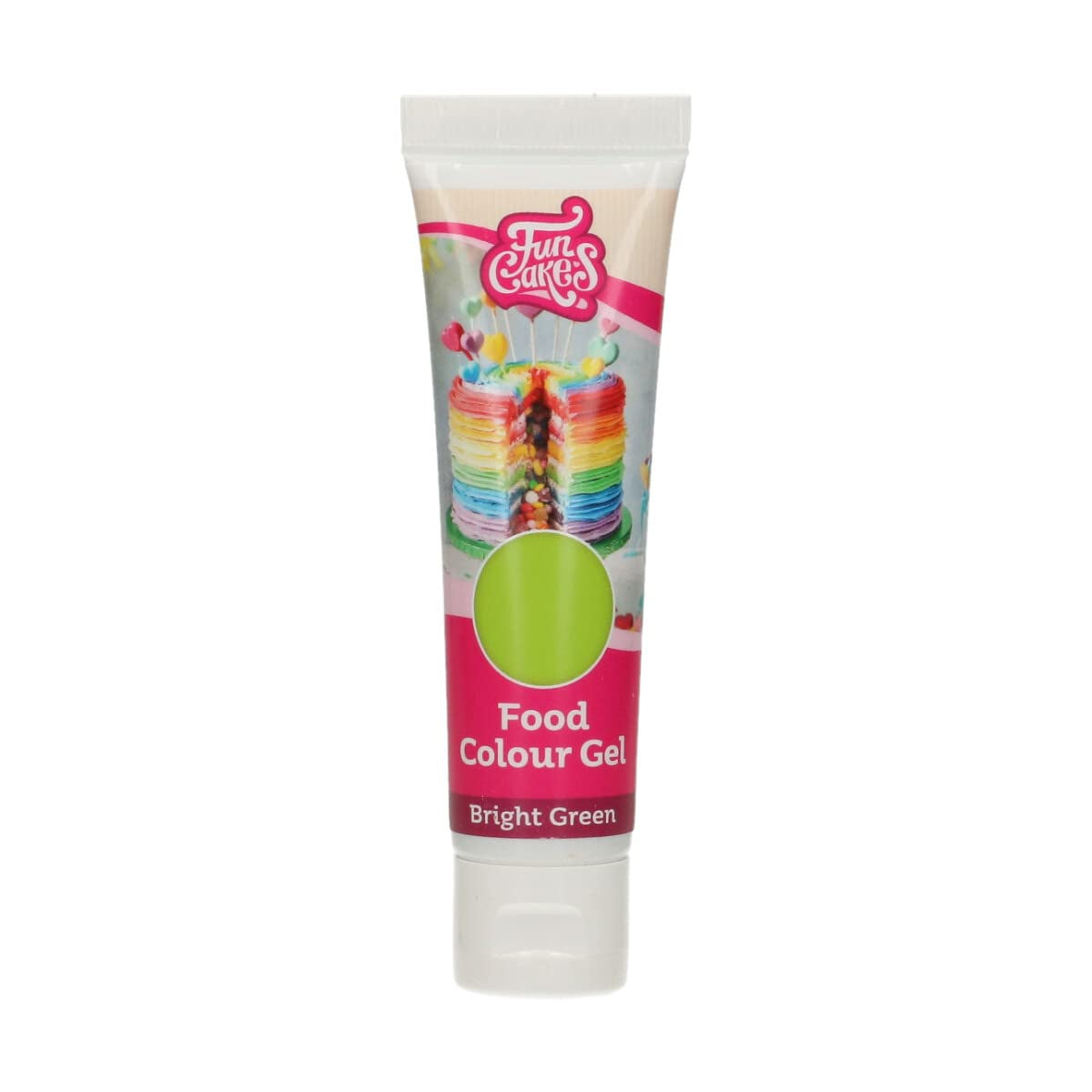 Colorant alimentar Funcakes Verde Aprins, Gel Colorant Alimentar Foarte Concentrat pentru Aluat, Cremă, Fondant și Marțipan. Dozare ușoară. Picătură individuală pentru a crea culori vibrante. Halal. 30 g.