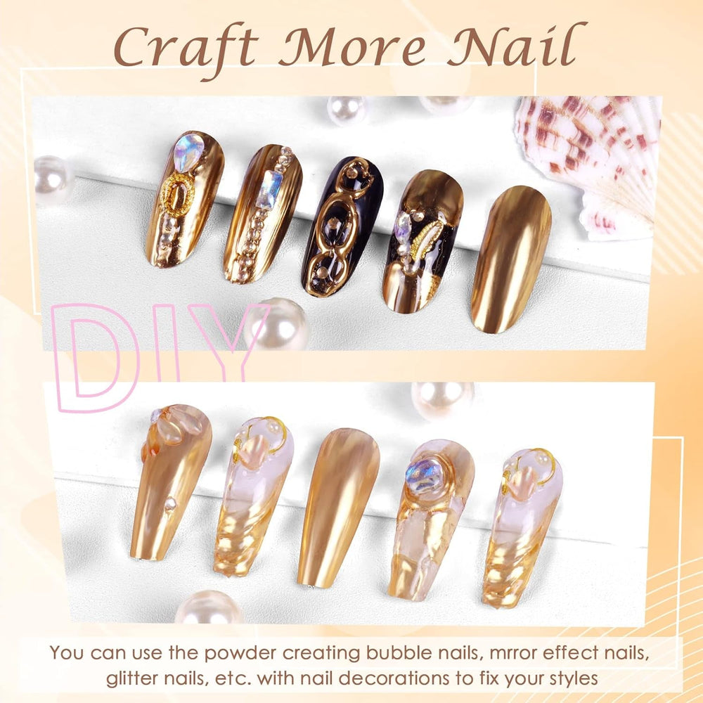 Chrome Nagel Pulver Spiegel Effekt Metallic Staub Holographische Glitter Glasierte Maniküre Dekoration Reflektierendes Pigment Für DIY Gel Polish Nail Art, Harz Handwerk, Geschenke Für Gold
