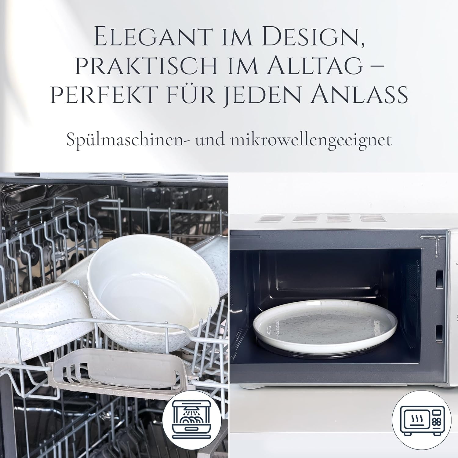 Set de veselă din gresie ceramică, format din 48 de piese, pentru 12 persoane, design Ibiza, CÂȘTIGĂTOR AL TESTULUI. Un set de veselă mediteranean superb, din gresie ceramică, inclusiv boluri și farfurii. Set de veselă Pure Living, bej.