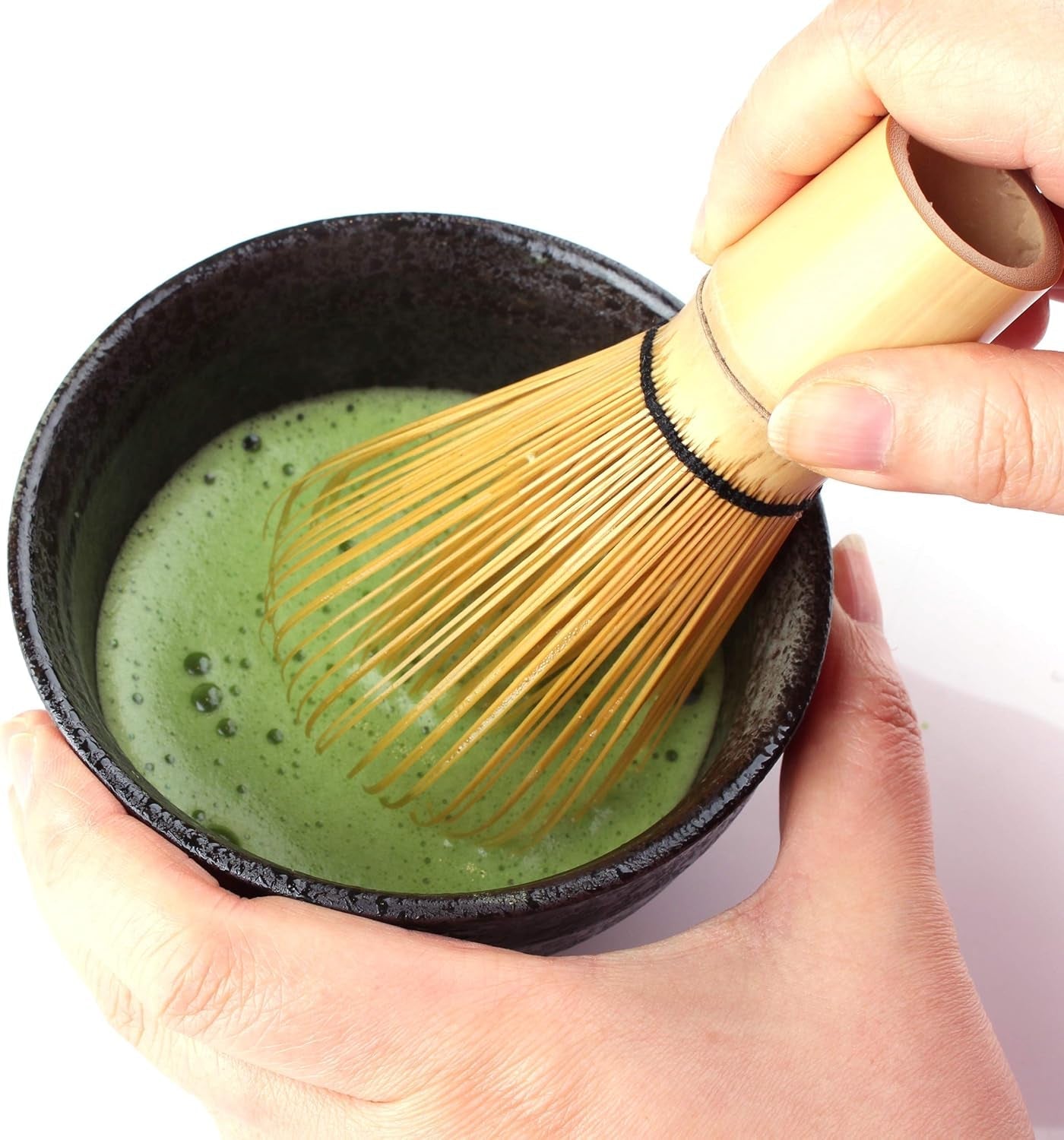 Set Goodwei Matcha cu tel pentru matcha, bol pentru matcha, suport pentru tel din ceramică și ceai matcha organic din Japonia | Set cadou (Kumo)