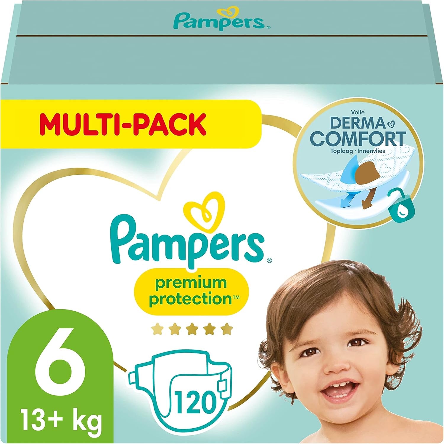 Pampers Premium Protection mărimea 6, 144 scutece, 13 kg-18 kg, protecția noastră numărul 1 împotriva pielii și scurgerilor