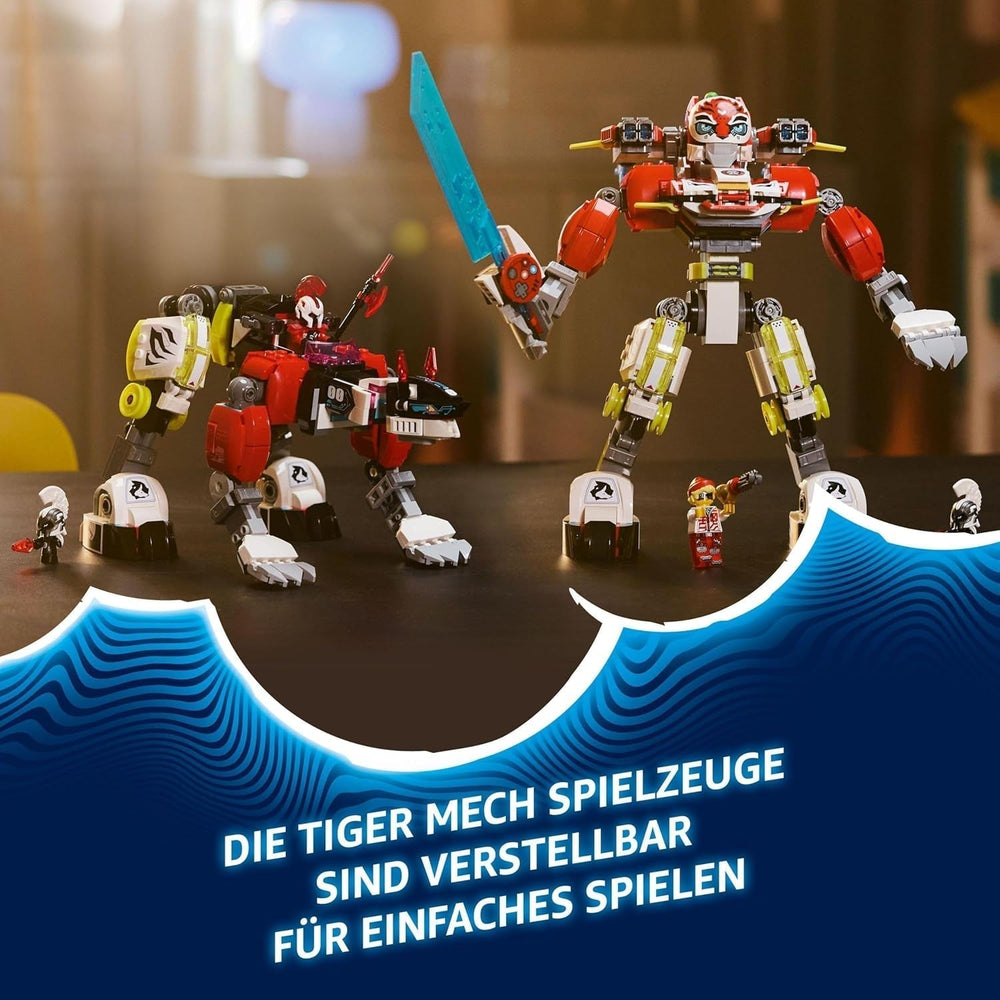 LEGO Dreamzzz Cooper's Tiger Mech și Zero'S Hot Rod Car, mașină de jucărie pentru copii, cadou pentru băieți și fete de la 9 ani, set de joacă 2 în 1 cu Mech și minifigurine 71497 Seturi de constructie Besuche den LEGO-Store